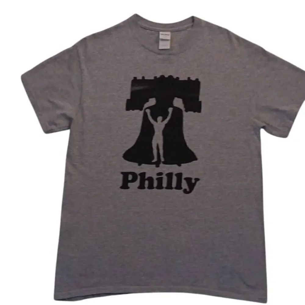 Philly Tee Brand Gildan Heavy Cotton Size Medium PTP 19" Length 26" Color Gre - Picture 2 of 7